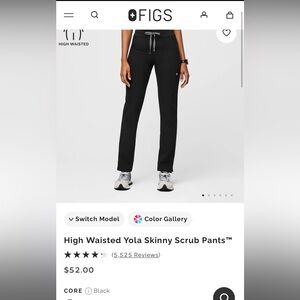 Figs Black High-Waisted Skinny Scrub Pants
